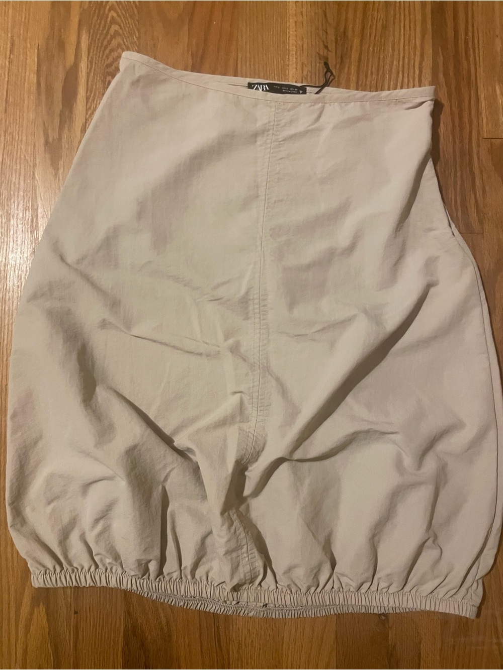 Zara  Khaki Elastic Bubble Hem Skirt